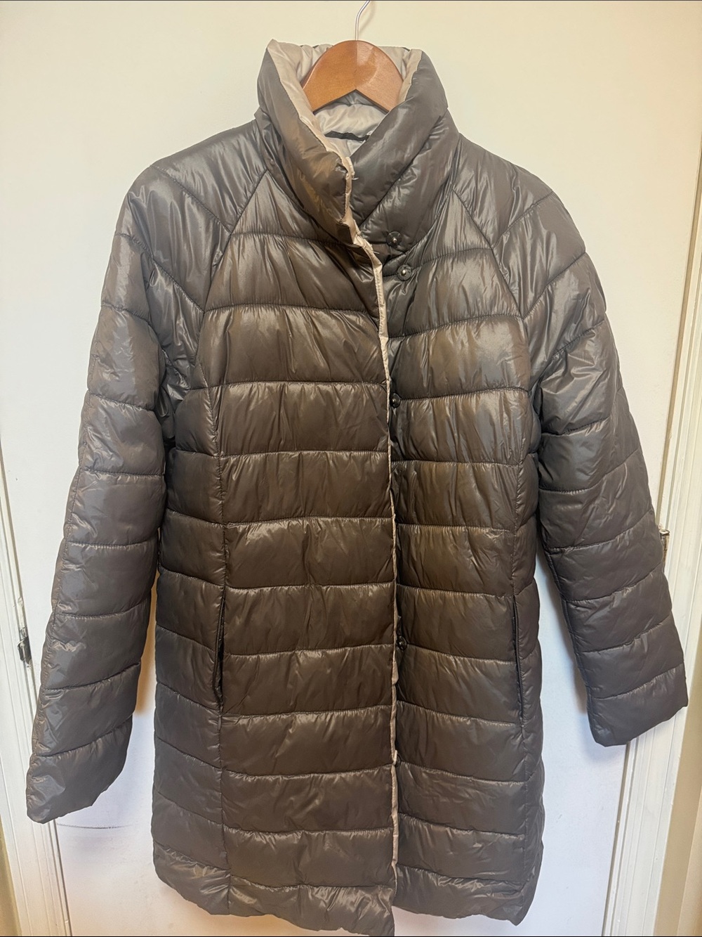 Kenneth Cole New York Quilted Longline Puffer Coat in Gray